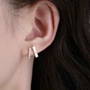 3/$40 Gold with Pearl & Diamonds Double Bar Stud Earrings